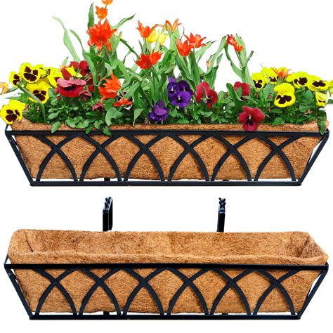 steel box coco|Window Deck Box Railing Planter Boxes with Coco Liner (Pack .